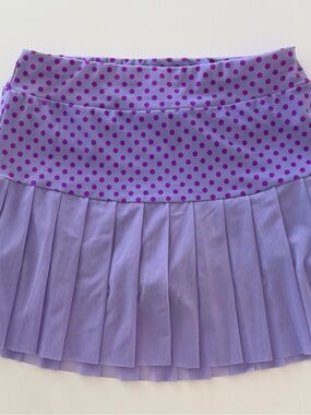Tzu Tzu Lavender Mini Skirt with Magenta Polka Dot Waistband Pickleball